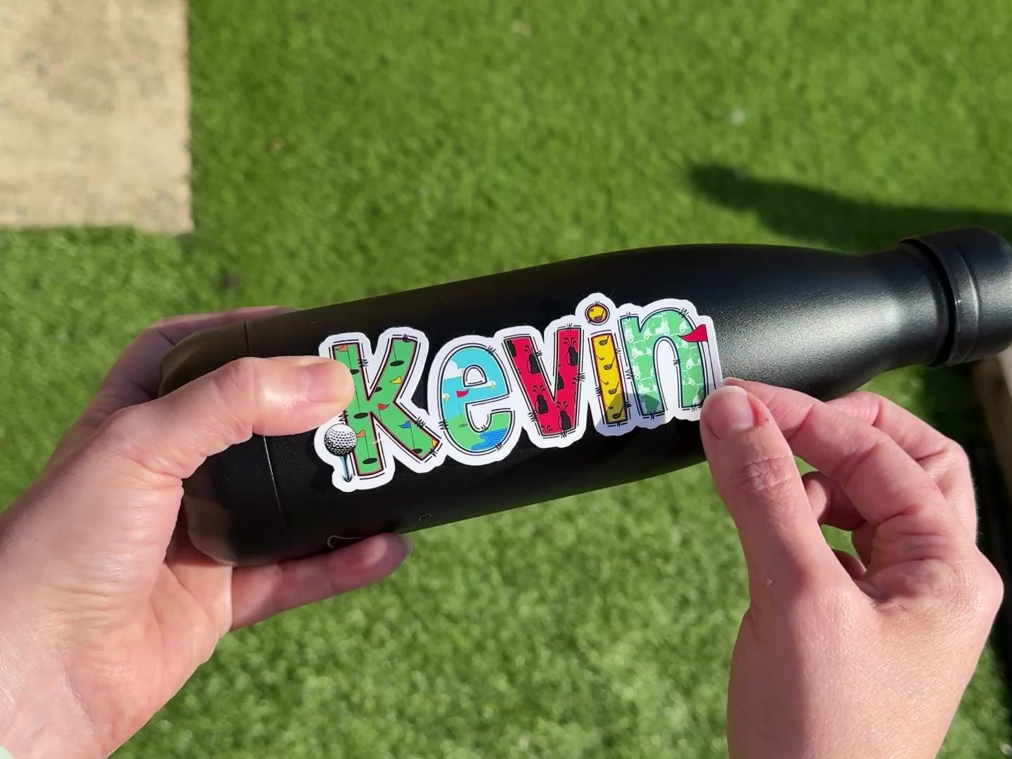 Golf Personalised Name Sticker.  Ideal to apply to drink water bottles, notebooks, laptops and tablets