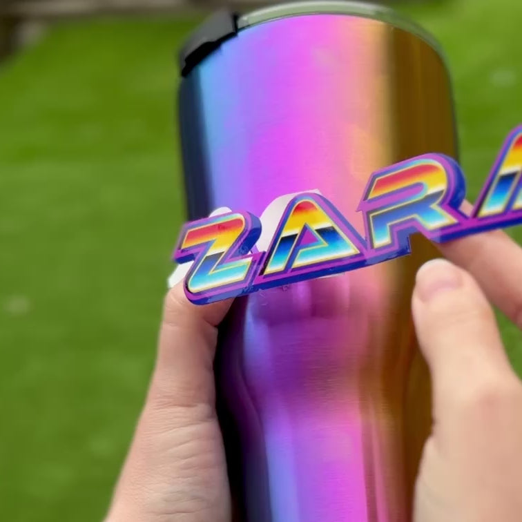 80s Retro Gamer Style Name Sticker Personalised Waterproof Vinyl Sticker Label