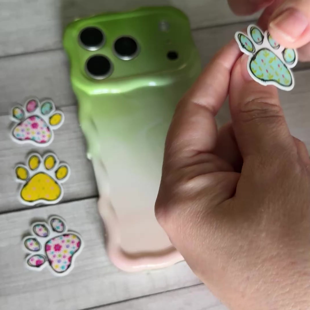 Floral Paw Print - Cat, Dog - Waterproof Vinyl Sticker