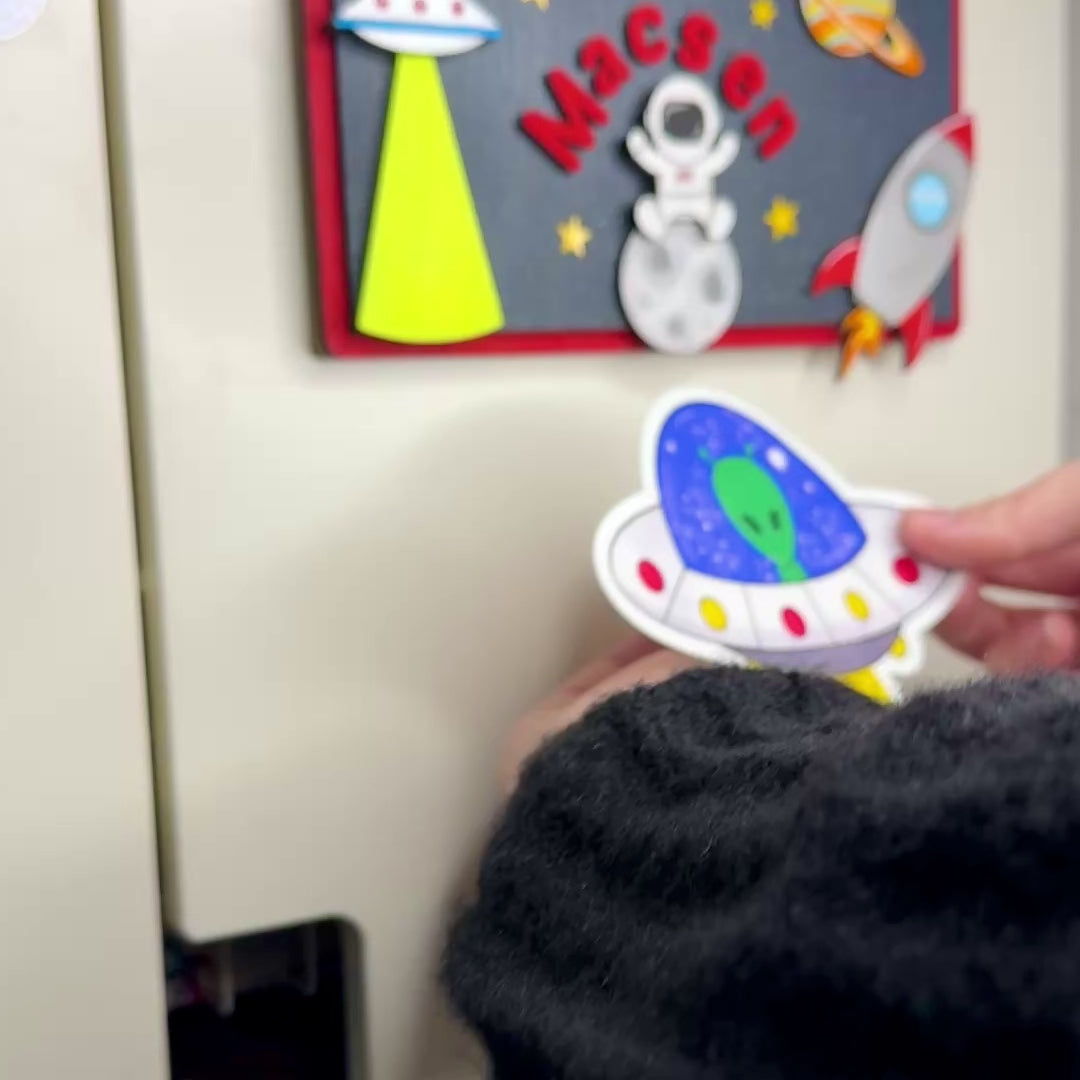 UFO Alien Name Personalised Waterproof Vinyl Sticker Label Kids