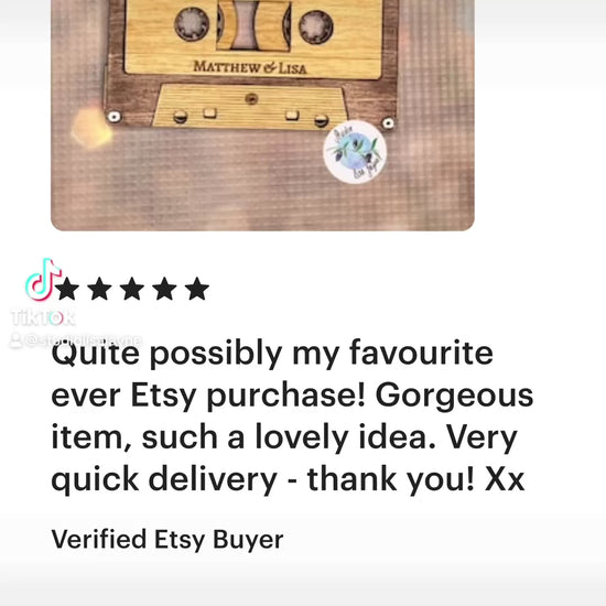 5th year wedding anniversary gifts. 
 5 year wedding anniversary gift. 
 Personalised Mixtape Cassette Wooden Home Decor - Wedding Gift