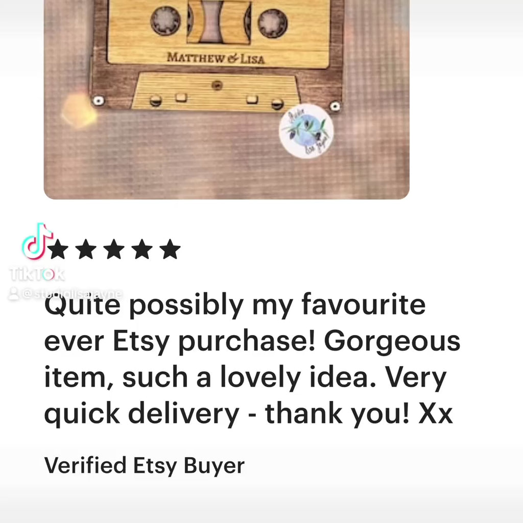 5th year wedding anniversary gifts. 
 5 year wedding anniversary gift. 
 Personalised Mixtape Cassette Wooden Home Decor - Wedding Gift