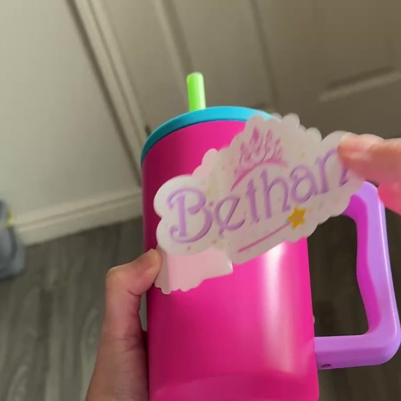 Fairy Princess Name Personalised Waterproof Vinyl Sticker Water Drink Bottle