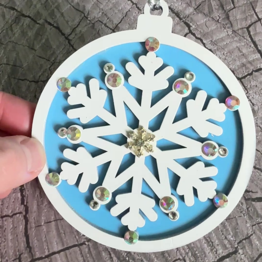 Snowflake Christmas Tree Decoration Wooden Layered Handmade