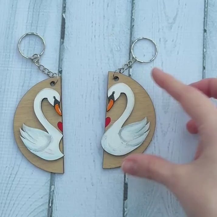 Swan Love Keyrings Valentine, Anniversary, Friendship