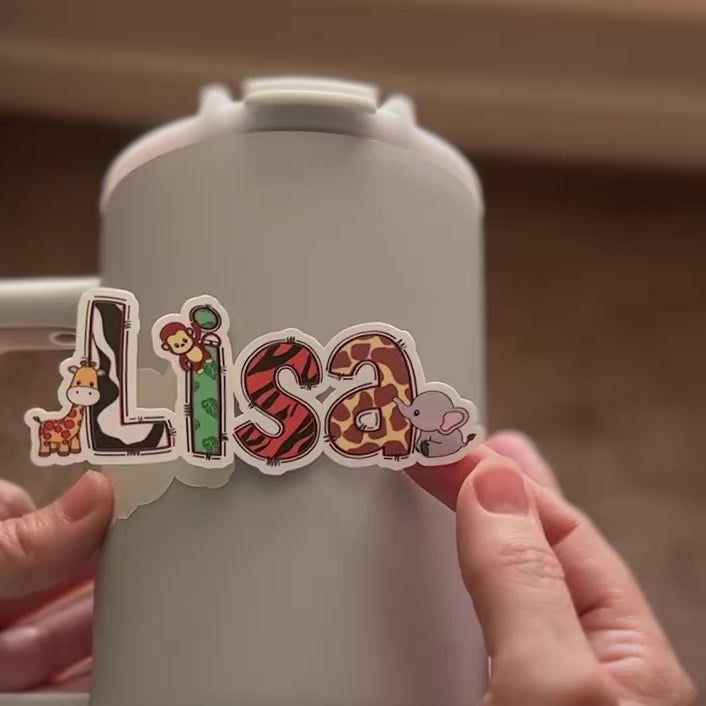 Jungle Animal Name Personalised Sticker