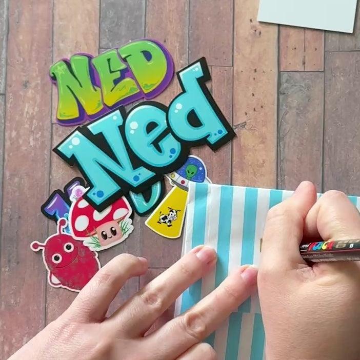 Party Bag name stickers – Waterproof Vinyl Stickers handmade