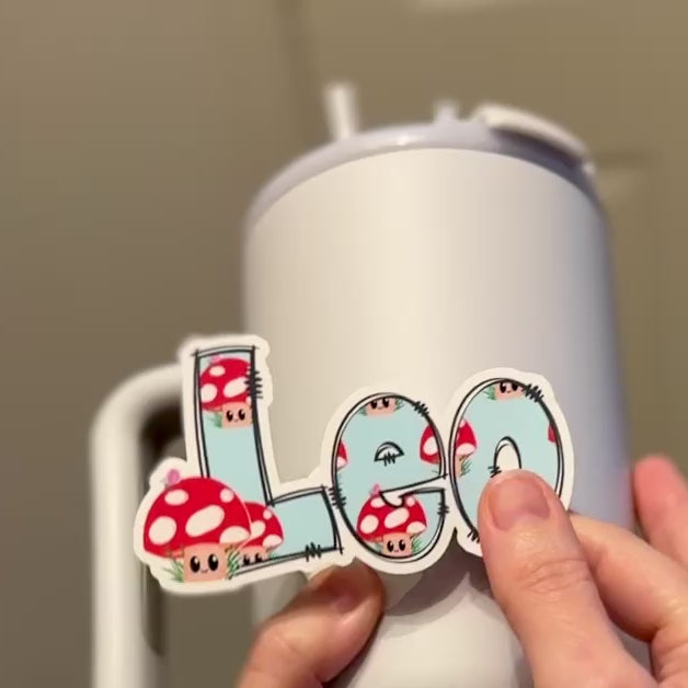 Mushroom Toadstool Fungi Name Sticker Drink Bottle