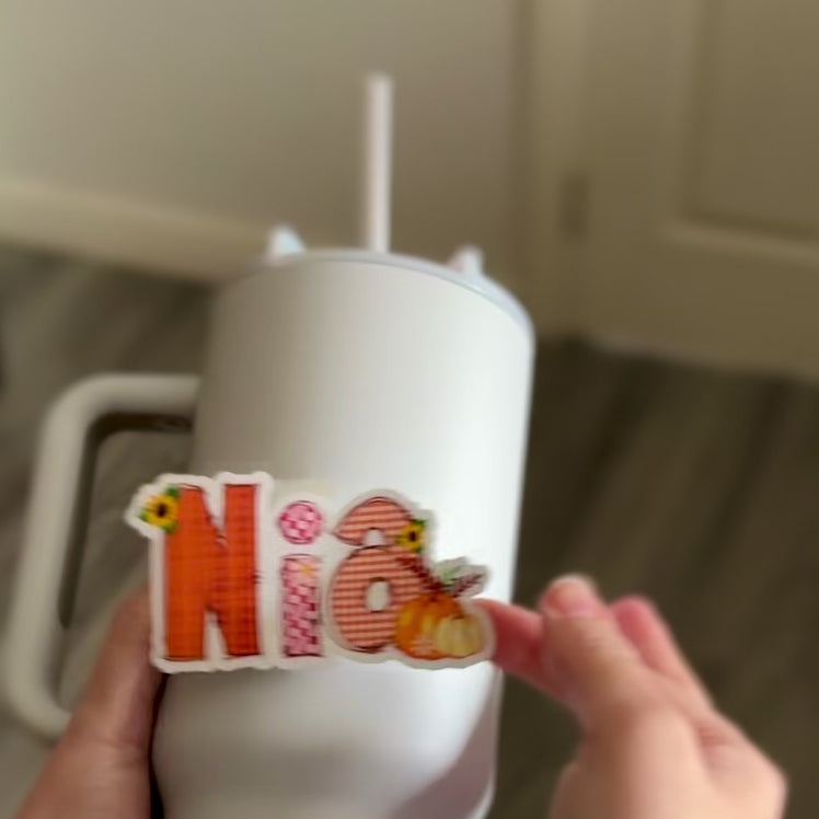 Autumn/Fall  Personalised Name Waterproof Vinyl Sticker